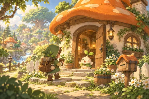 A cozy cottage surrounded by greenery.